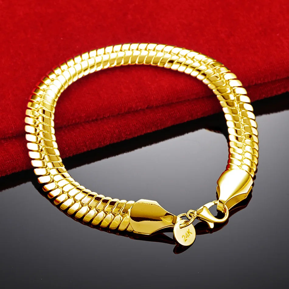 18K Gold Snake Chain Bracelet for Women