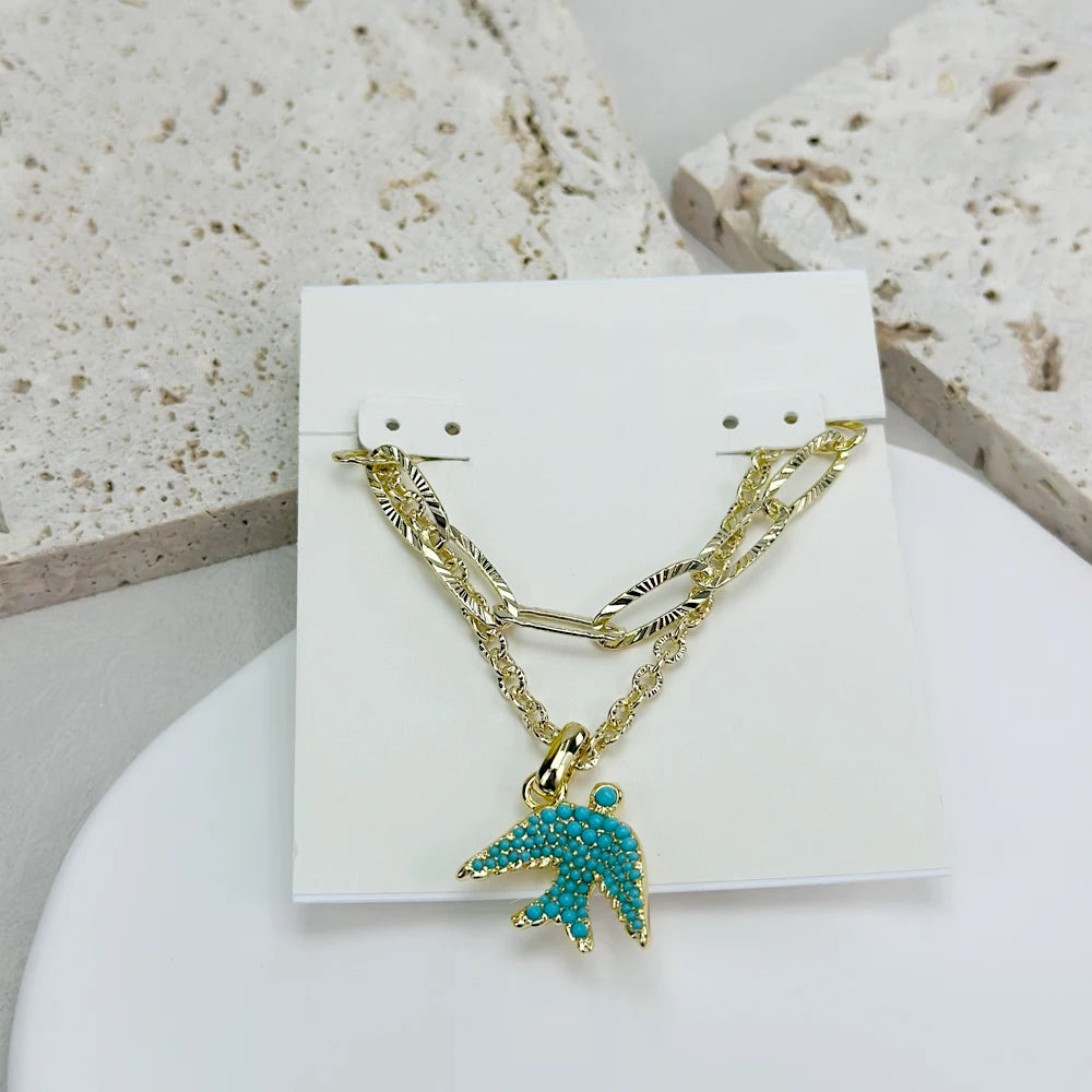 Blue Melody Bird Double Layer Necklace Kendra Scott
