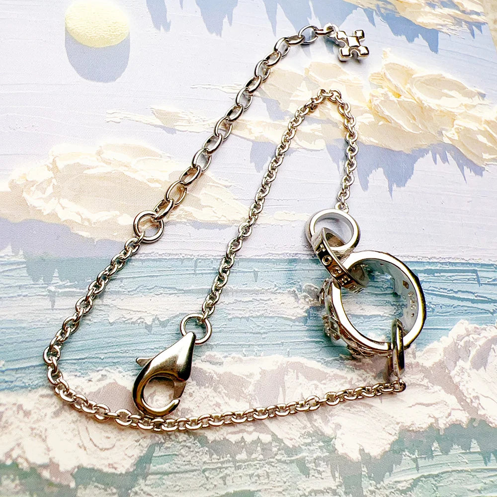 925 Sterling Silver Crown Link Bracelet | Romantic Anniversary Gift for Women