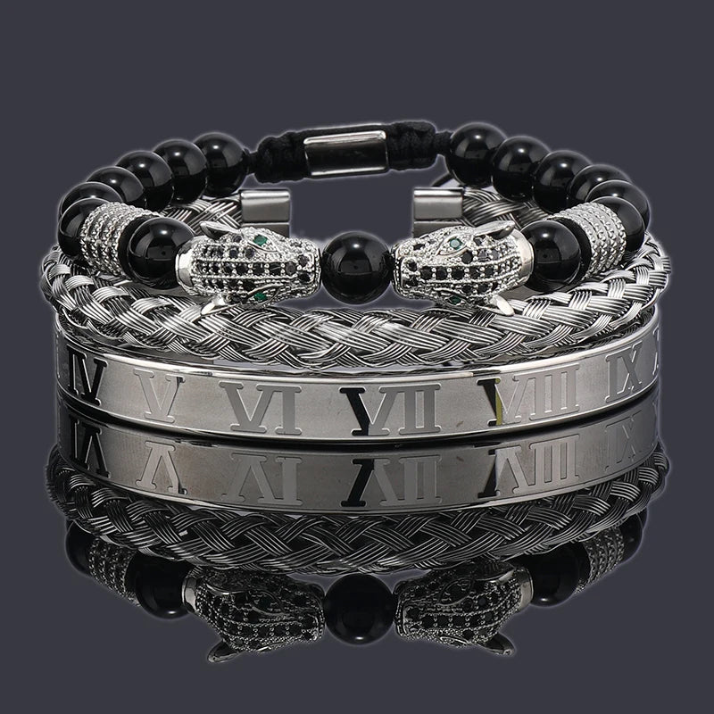 Black Stone Leopard Bracelet