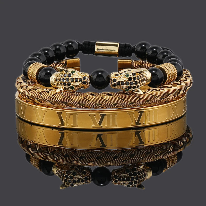 Black Stone Leopard Bracelet