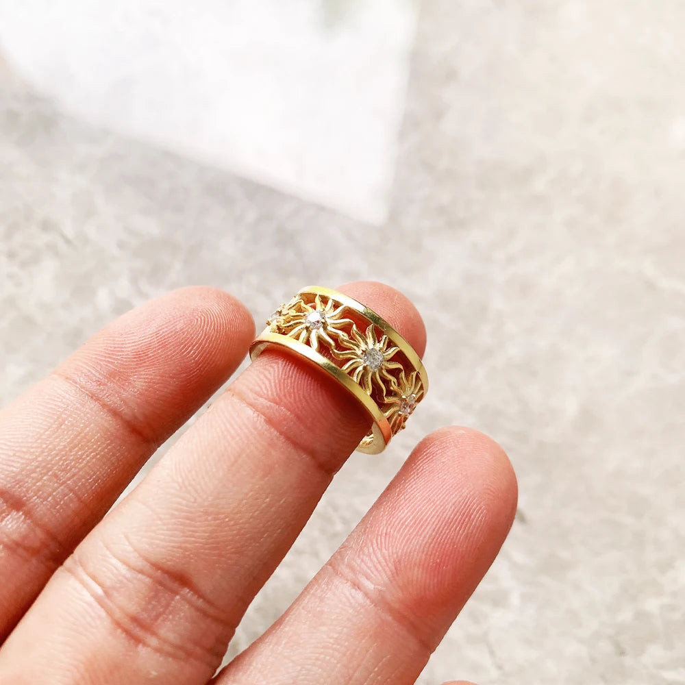 Golden Sun Sterling Silver Band Ring