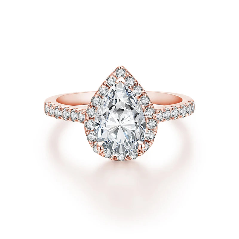 Pear Cut 2.0CT D Color VVS1 Moissanite Engagement Ring for Women.
