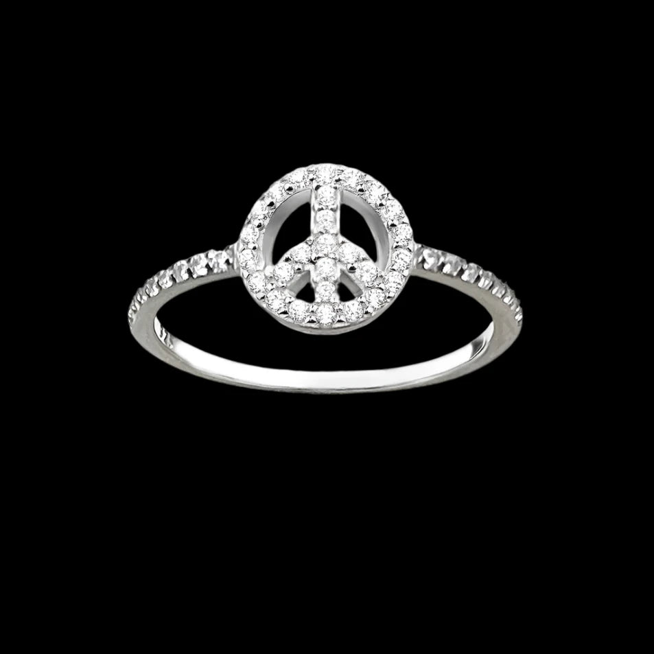 Sterling Peace Symbol Ring