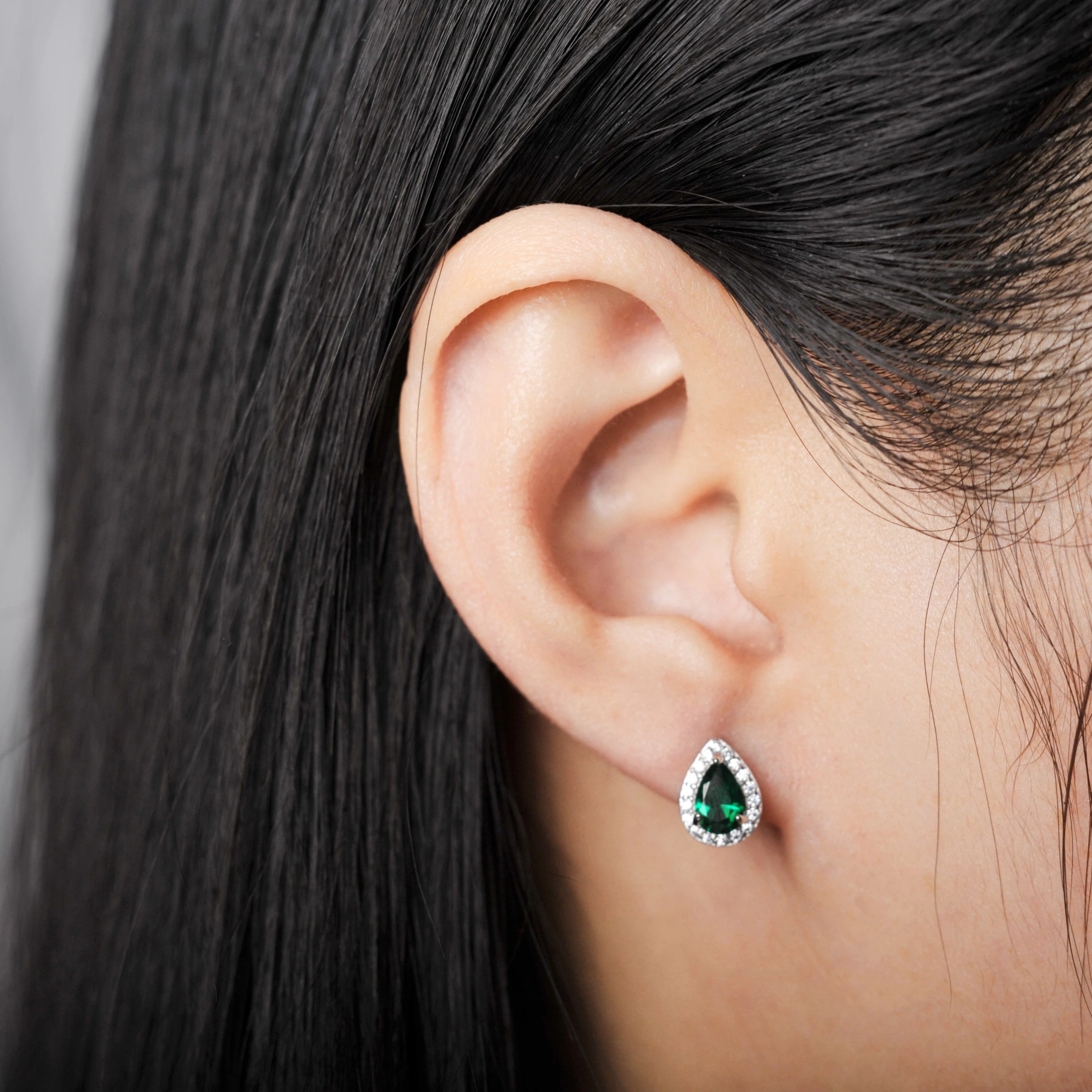 Pear Cut Nano Emerald Stud Earrings