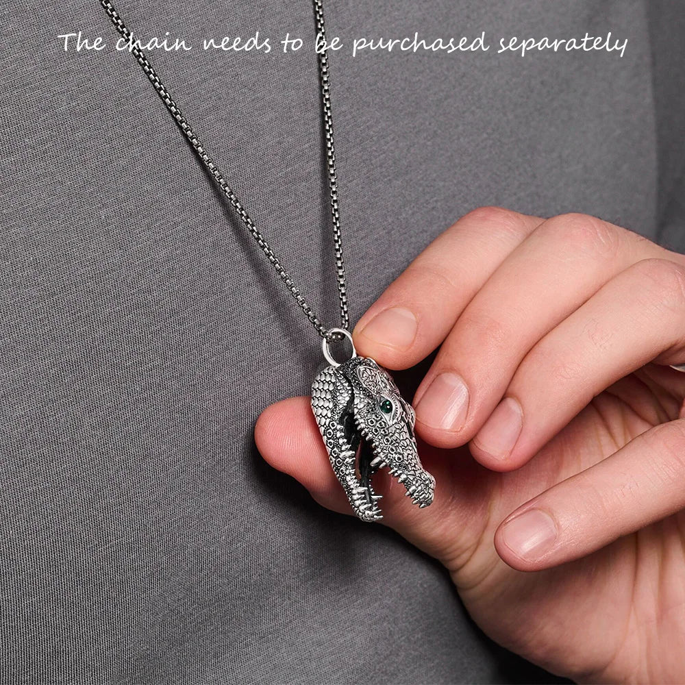 Crocodile Head Pendant 925 Sterling Silver