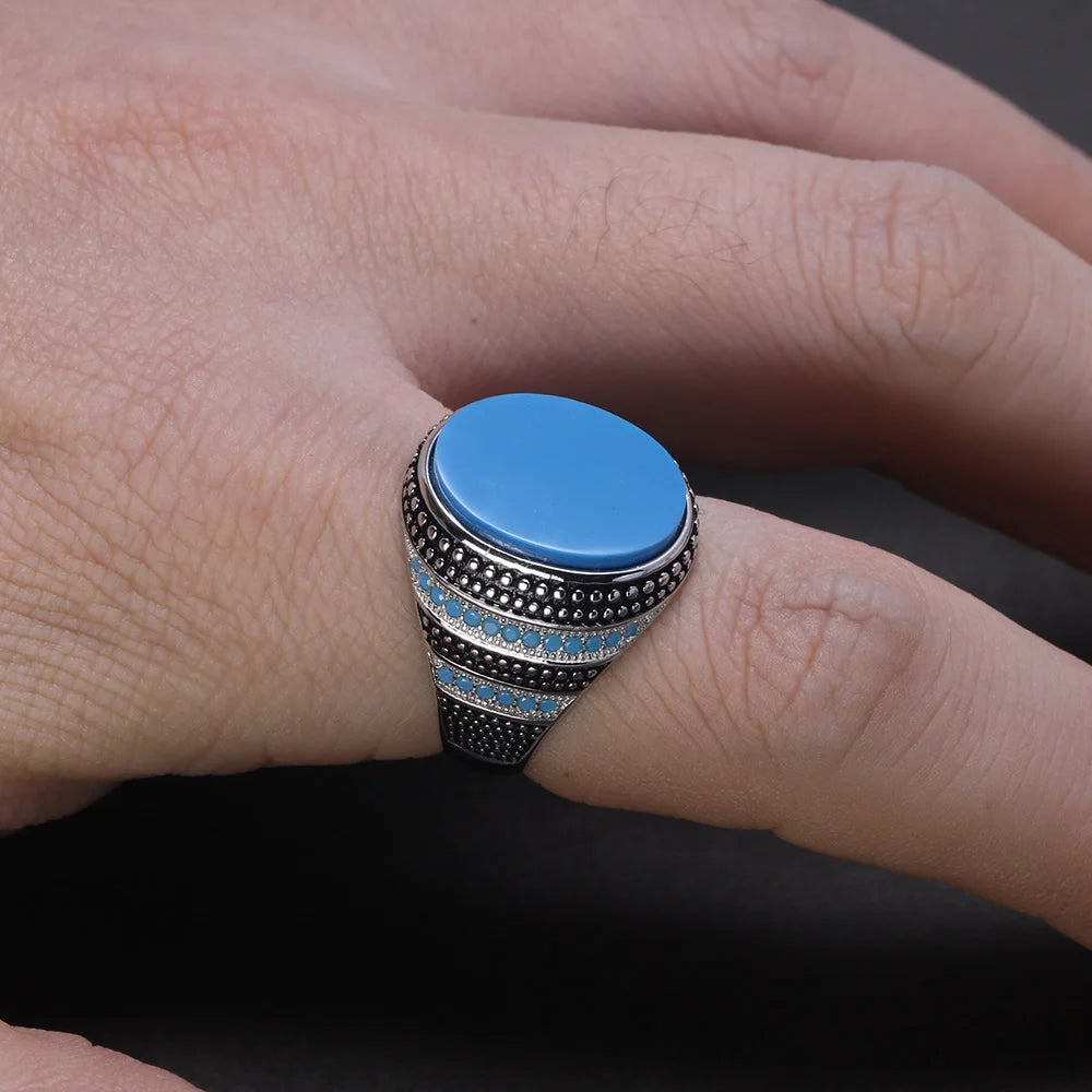 Men's Silver Turquoise Ring