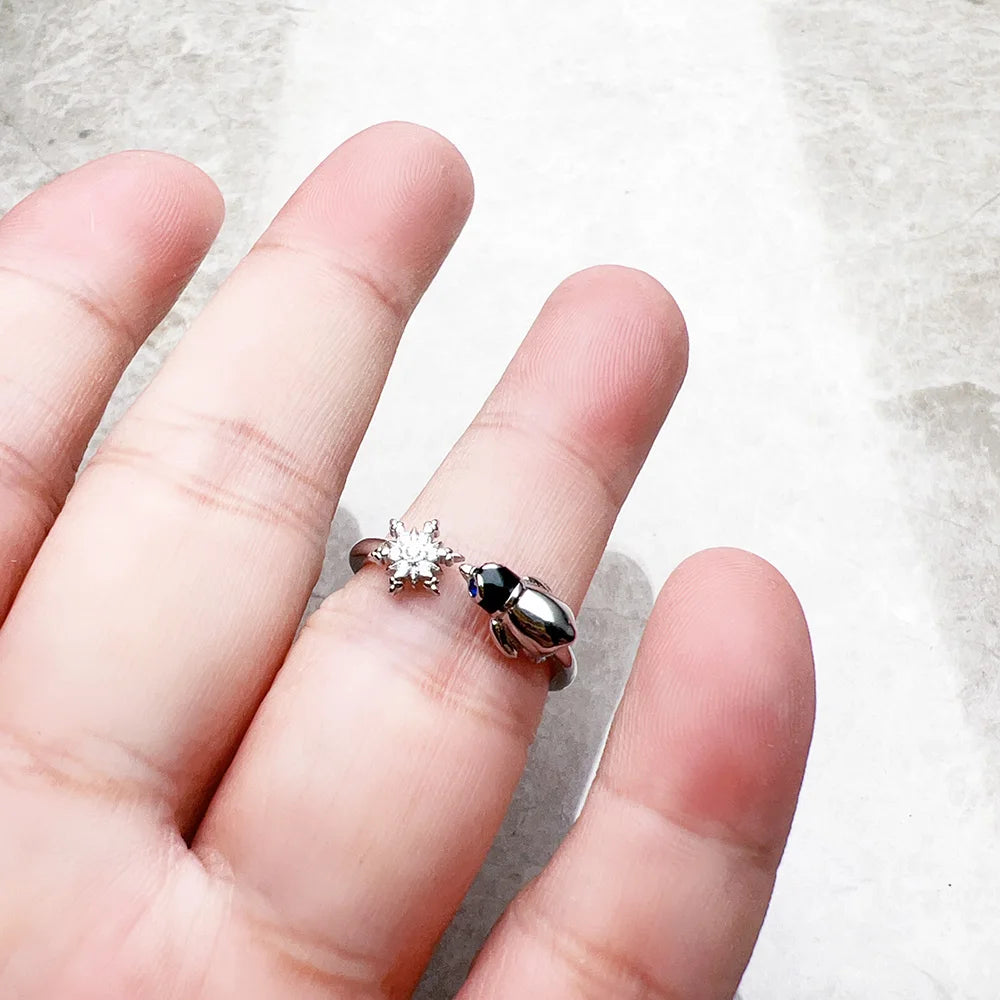 Snowflake Penguin Silver Ring