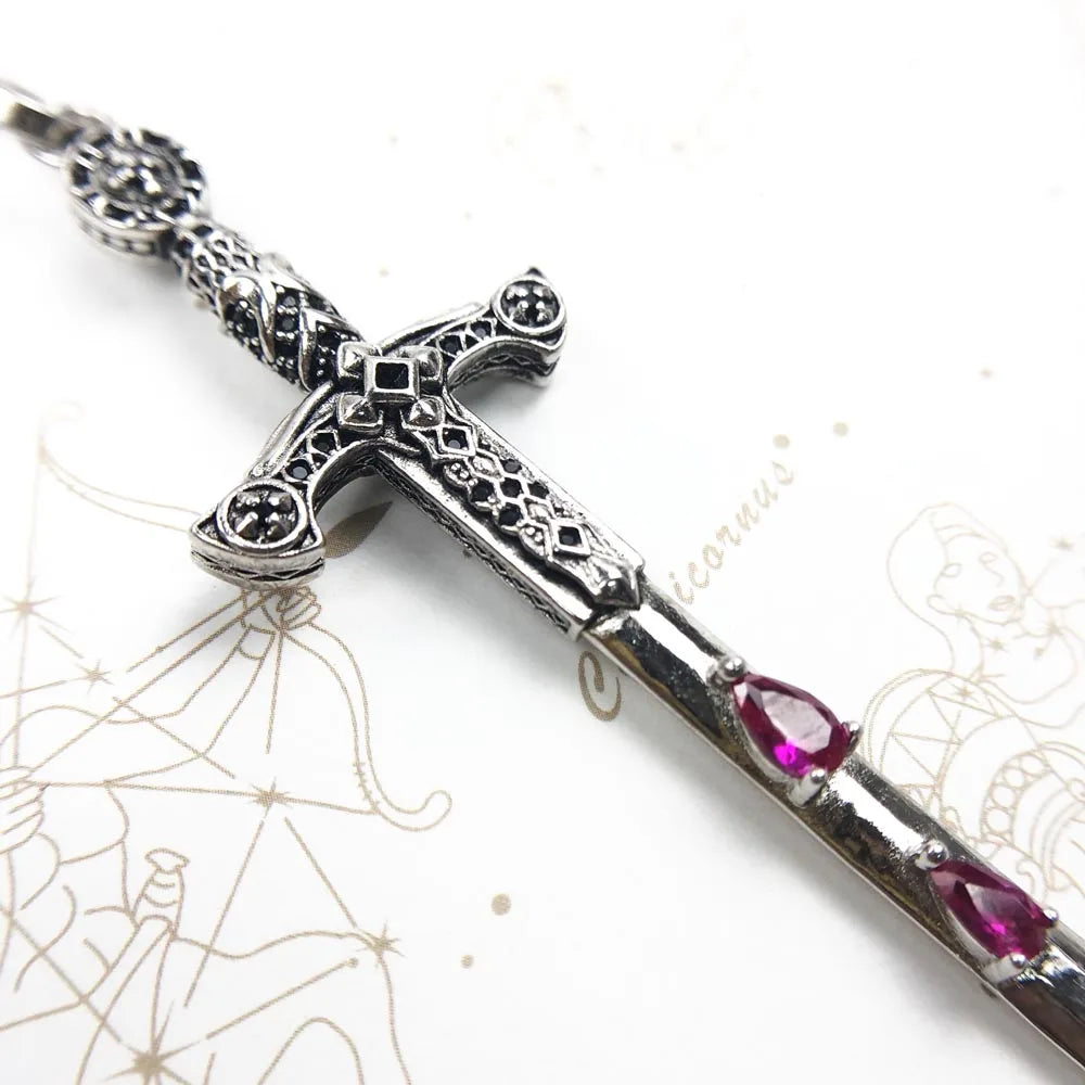 925 Sterling Silver Sword Pendant Necklace