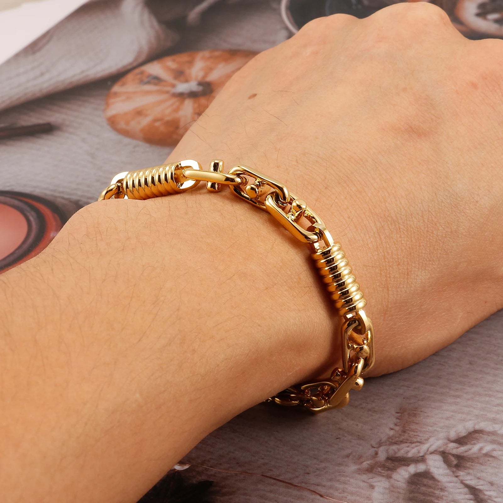Golden Cuban Link Chain Necklace & Bracelet Set | Luxury Fashion Jewelry