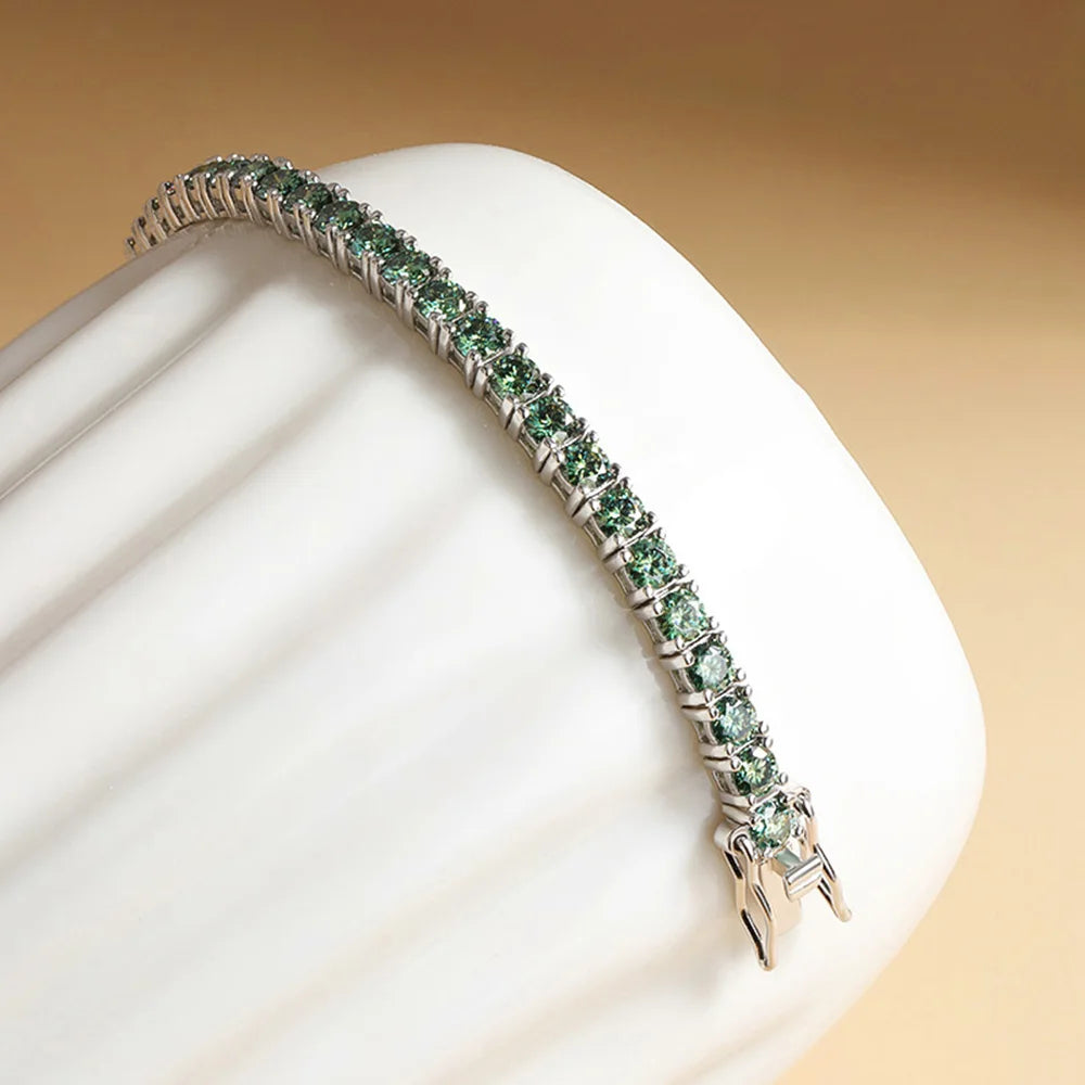 Green Moissanite Diamond Tennis Bracelet