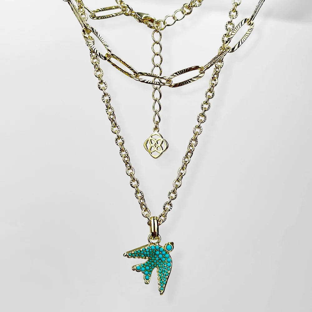Blue Melody Bird Double Layer Necklace Kendra Scott