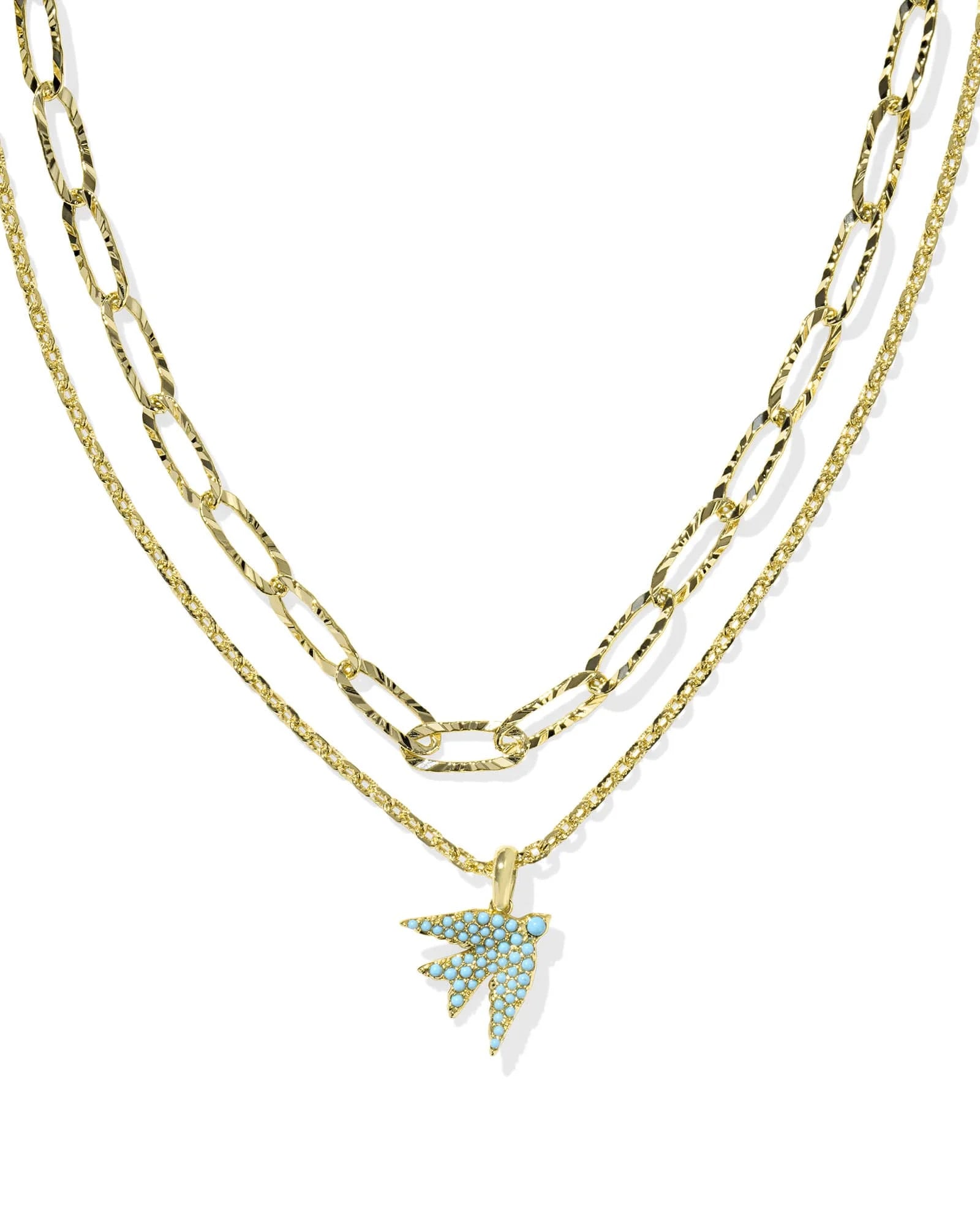 Blue Melody Bird Double Layer Necklace Kendra Scott