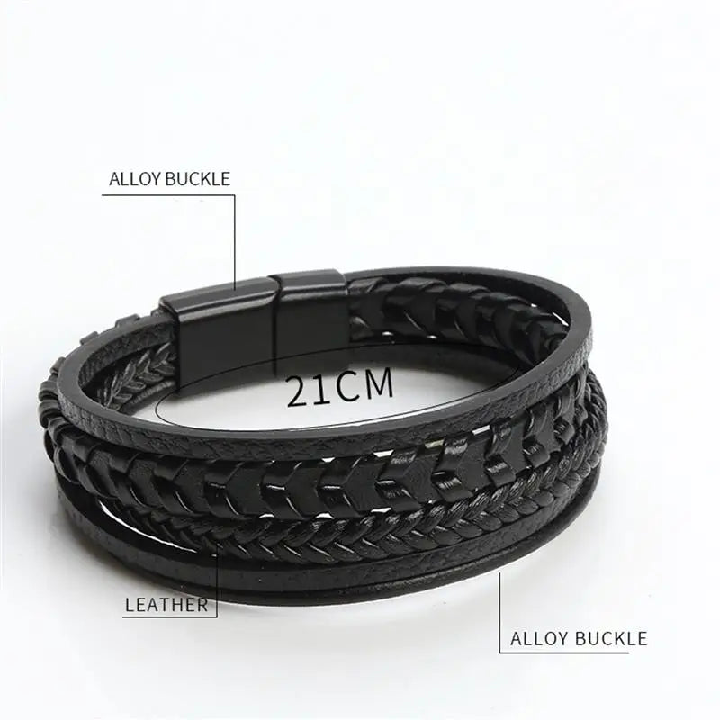 Hand-Woven Leather Bracelet Men