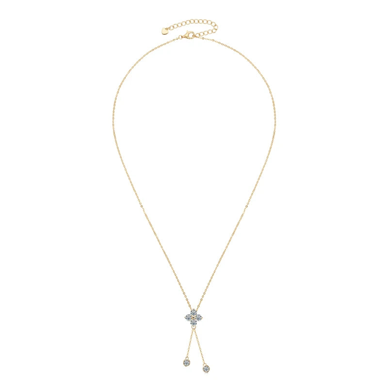 Clover Pendant 4mm and 3mm Moissanite Necklace