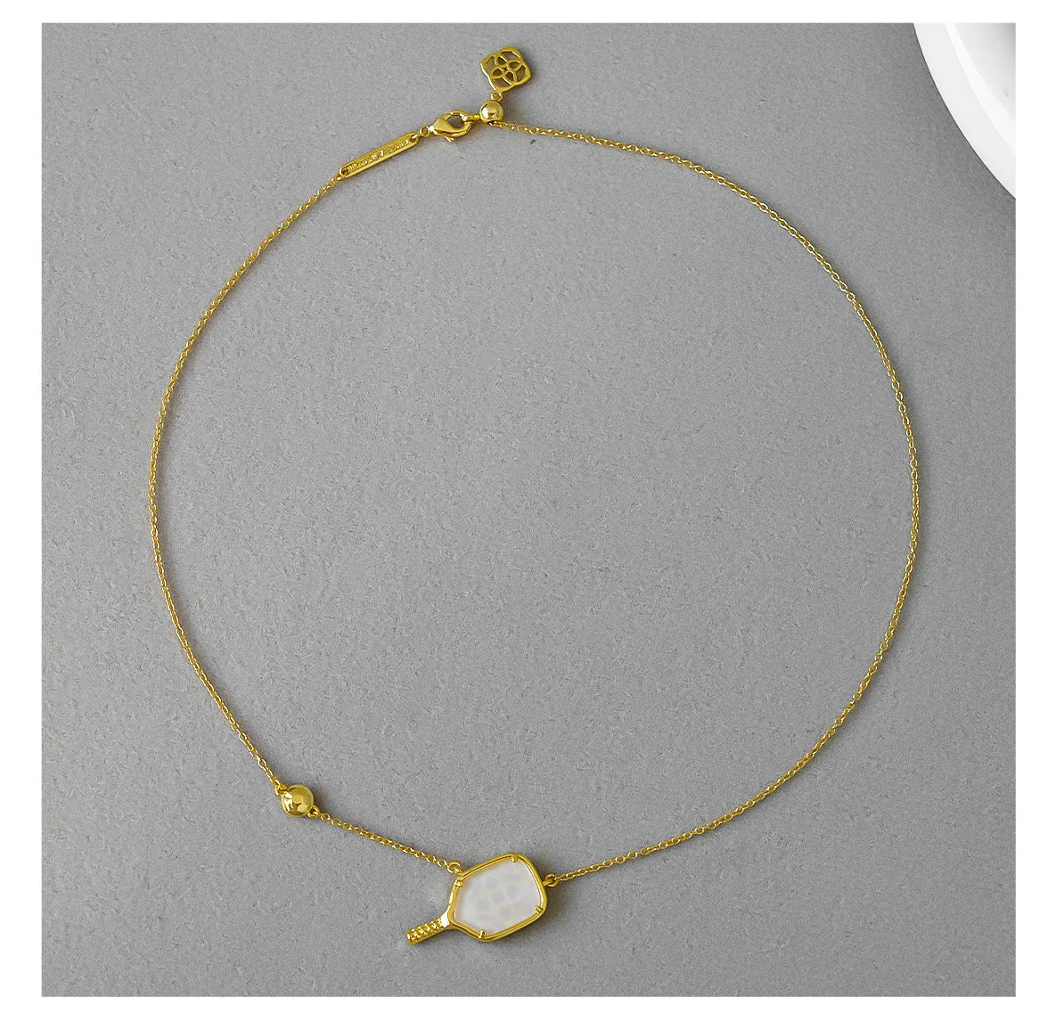 Pickleball Silver Short Pendant Necklace in Ivory Mother-of-Pearl Kendra Scott