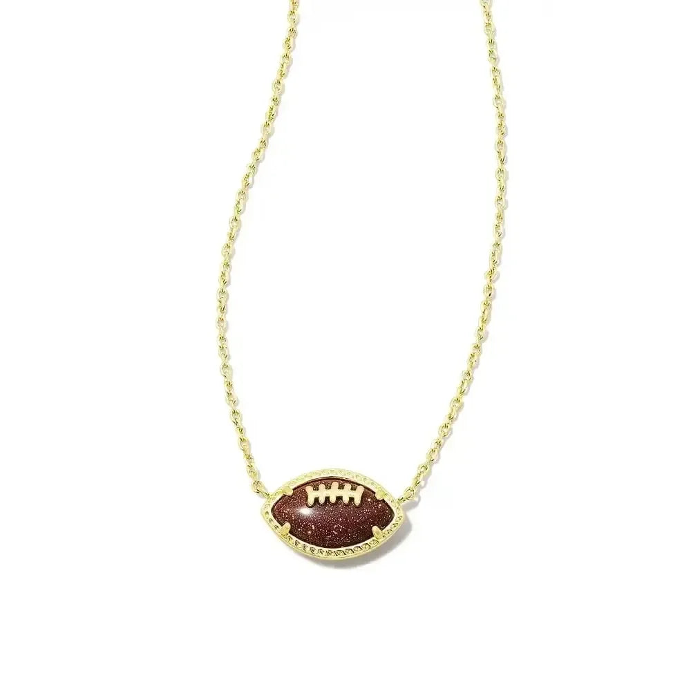 Kendra Scott Football Gold Short Pendant Necklace Goldstone