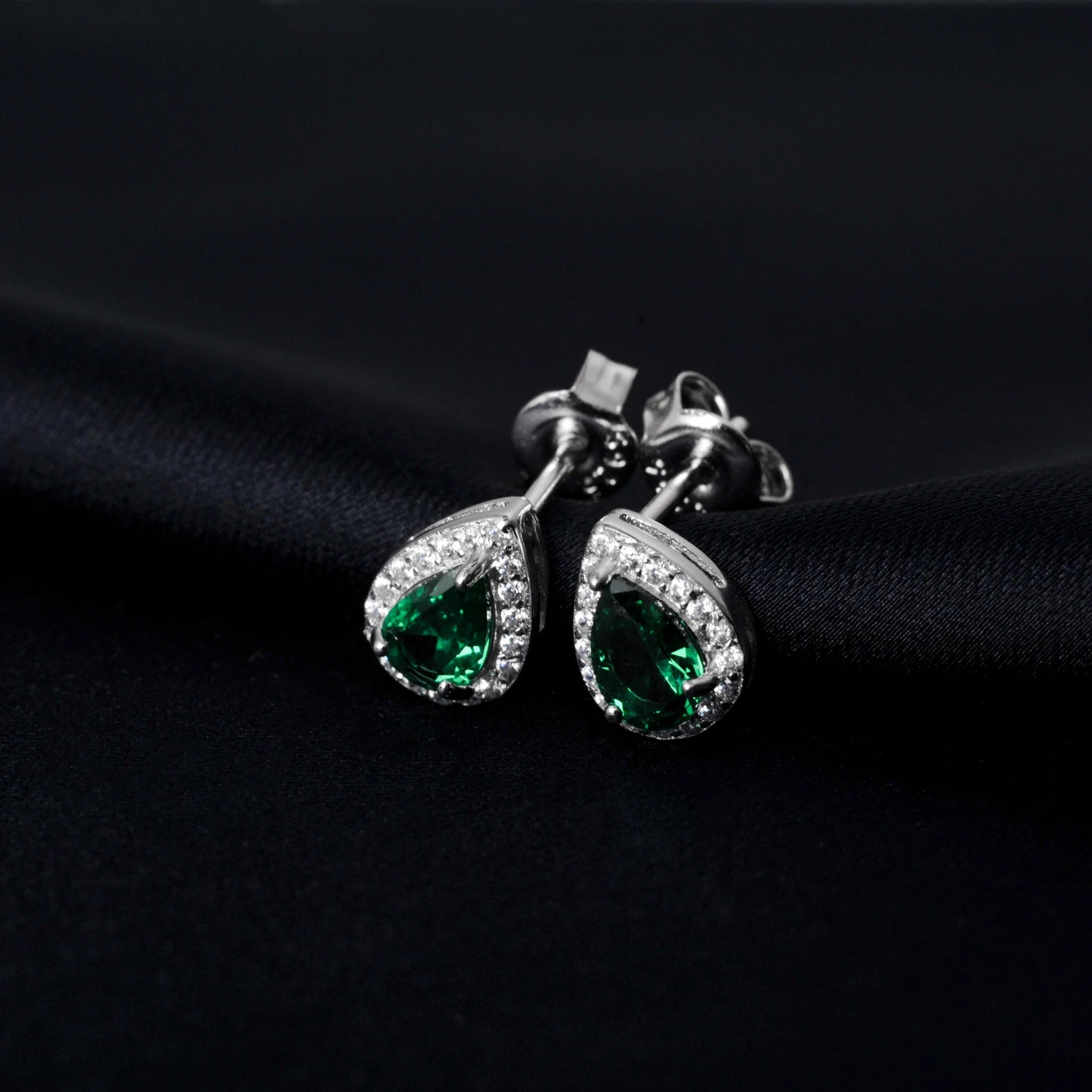 Pear Cut Nano Emerald Stud Earrings