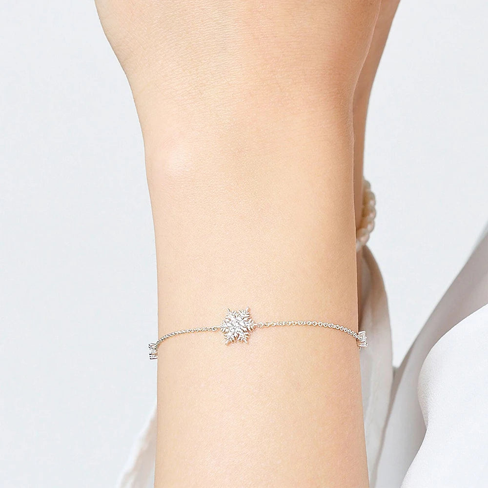 925 Sterling Silver Snowflake Bracelet | Winter-Inspired Jewelry Gift for Women