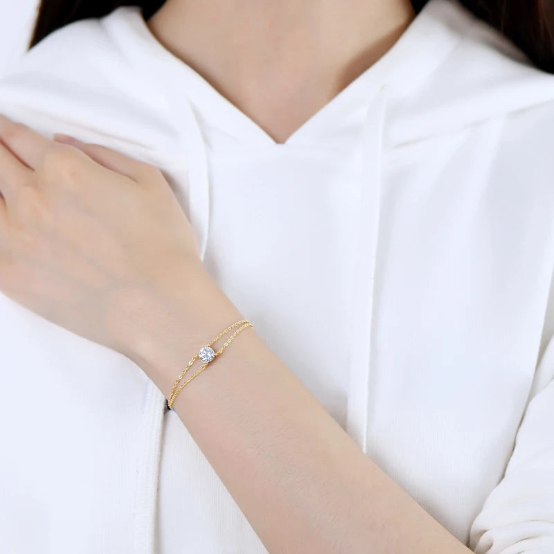 Starlight Double-Chain 1CT Moissanite Bracelet
