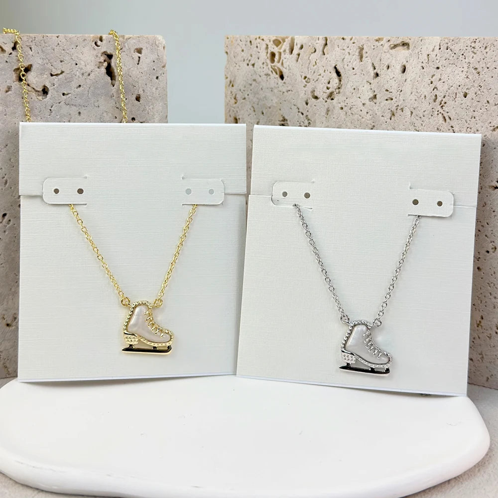 Ice Skate Pendant Necklace – 14K Gold