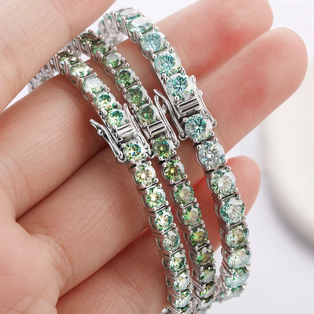 Green Moissanite Diamond Tennis Bracelet