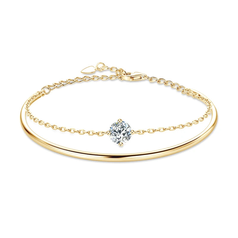 Sparkle & Shine Double Chain 1.0CT Round Moissanite Bracelet