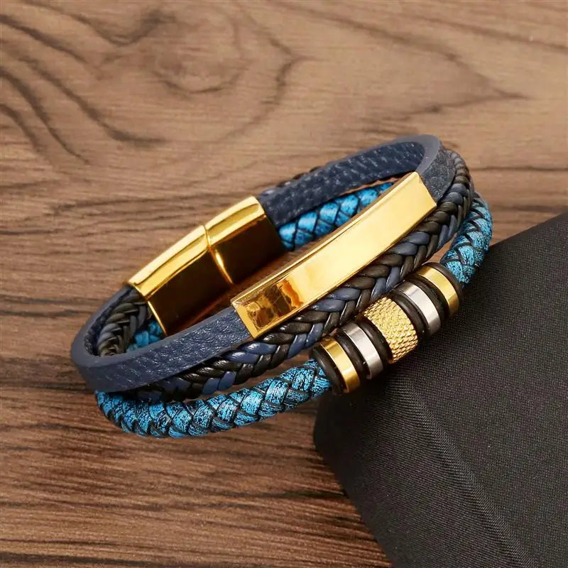 Blue Luxury Leather Bracelet