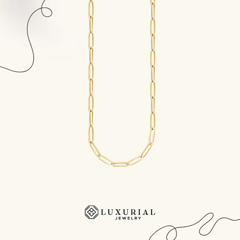 Yellow Gold Paper Clip Necklace