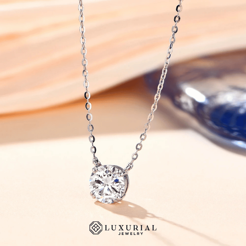 1CT Round Moissanite Pendant Necklace