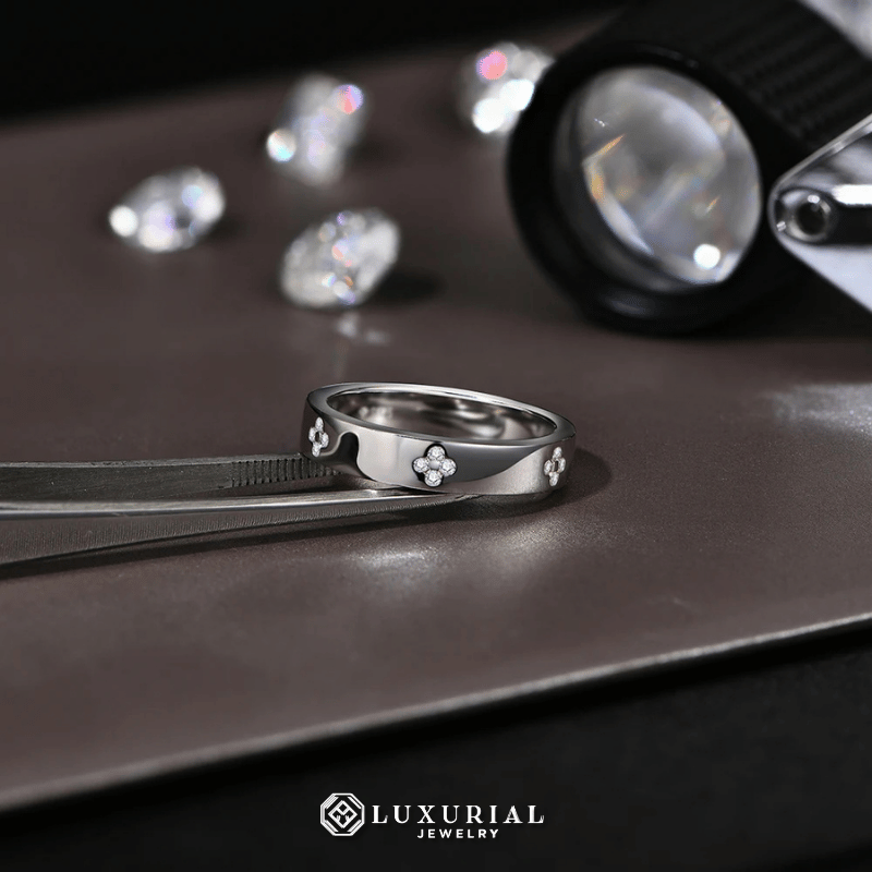 Moissanite Flower Band Ring