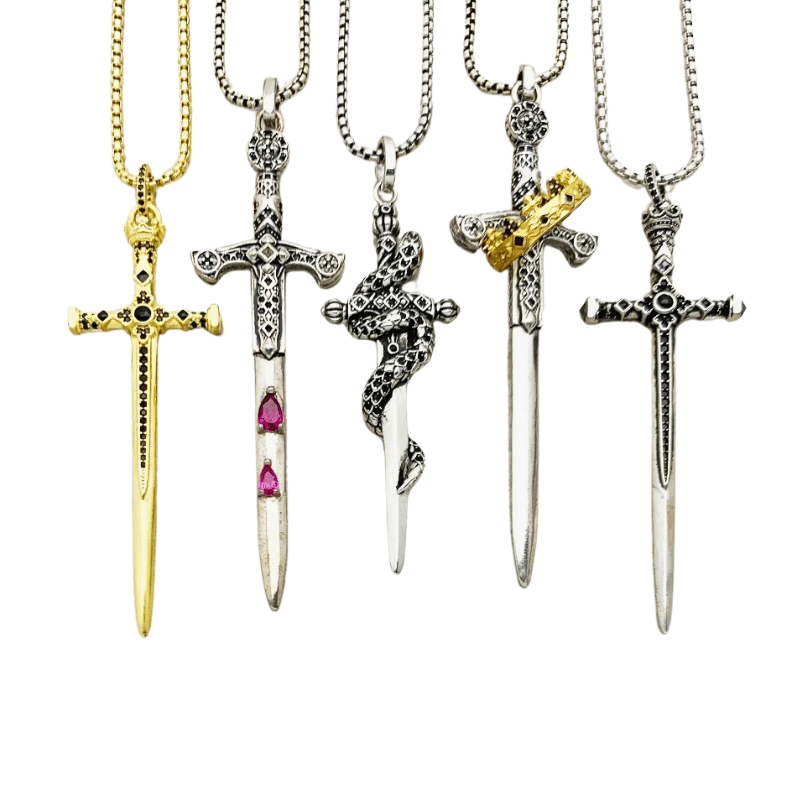 925 Sterling Silver Sword Pendant Necklace