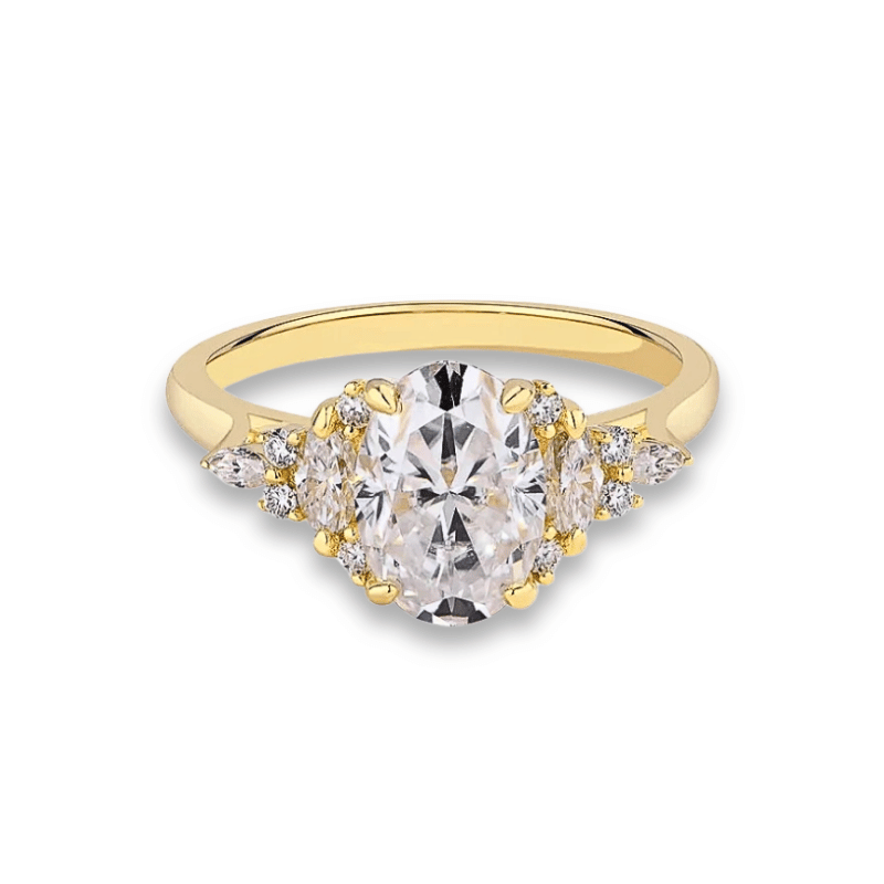 2.5CT Oval Moissanite Diamond Ring in Gold