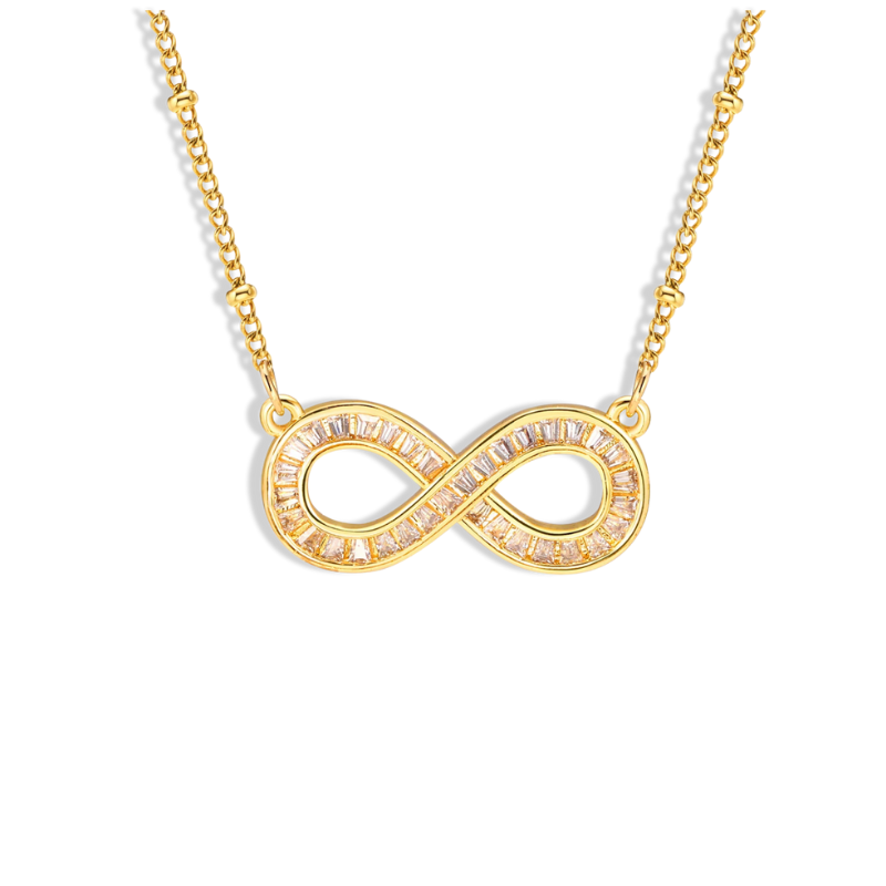 Women’s Infinity CZ Pendant Necklace, Gold