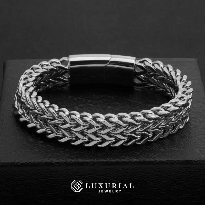 Luxury Braided Bracelet - Double Row Metal Design for Men & Women