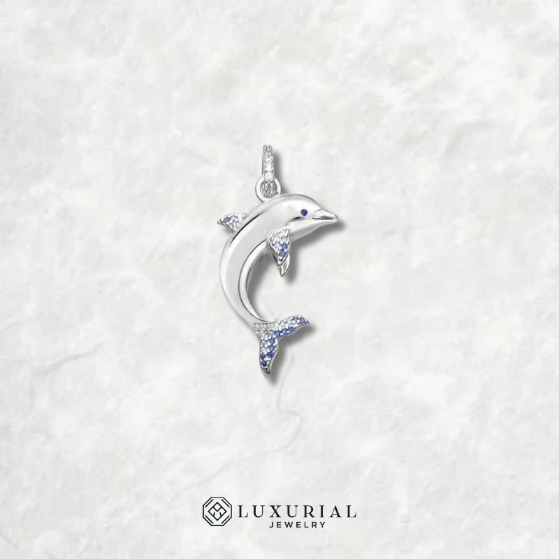 Dolphin Blue Silver Pendant