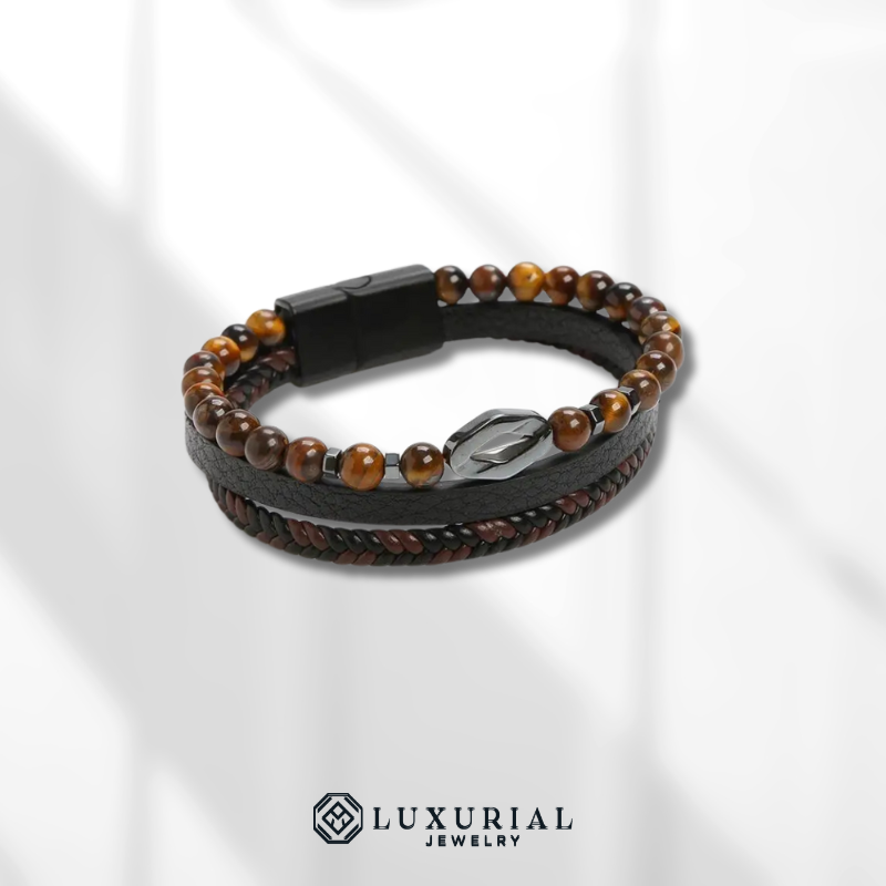 Tiger Eye Leather Bracelet