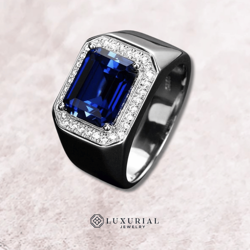 Adjustable Engagement Ring with Blue/Green Stone | Trendy Wedding Band