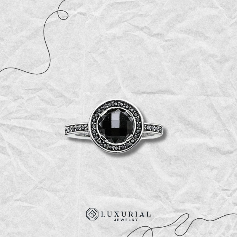 Luna Black Solitaire Ring
