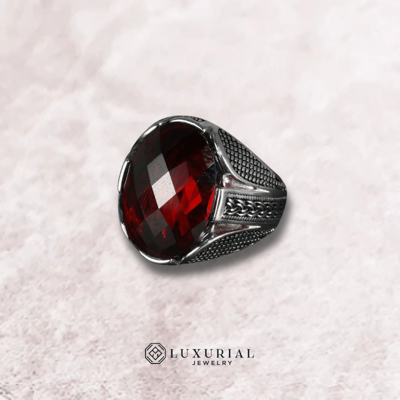 Men's Vintage Silver Zircon Ring