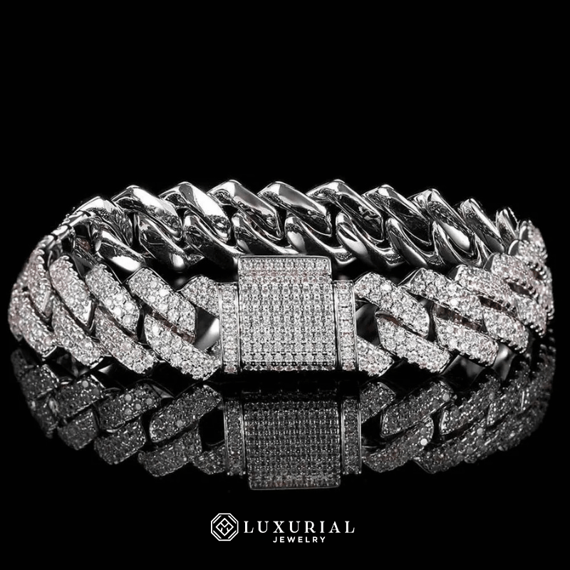 Moissanite Cuban Bracelet & Necklace – 925 Silver