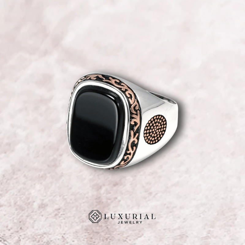 Men's Vintage Silver Onyx Ring