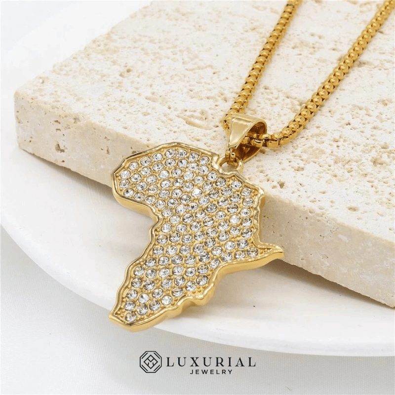 Gold African Map Pendant