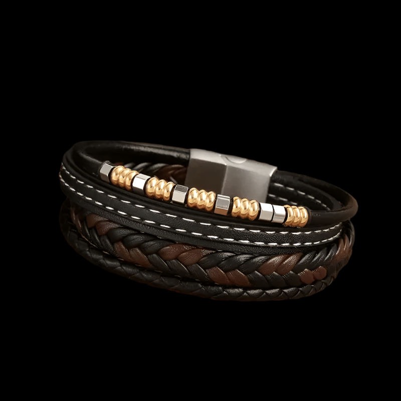 Beaded Leather Bracelet for Men