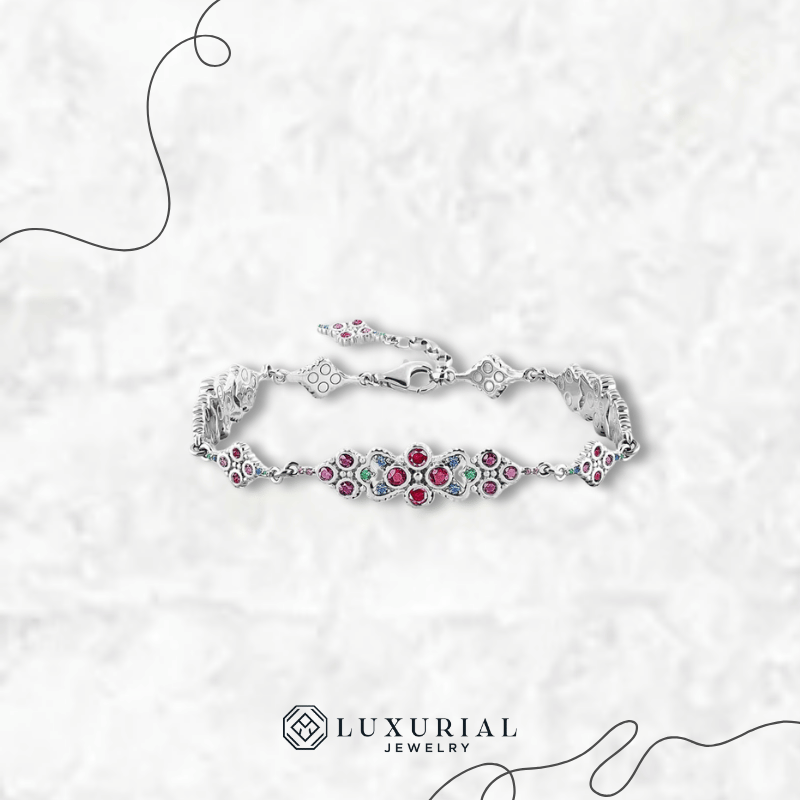 925 Sterling Silver Victorian-Style Link Bracelet | Vintage Royal Jewelry for Women