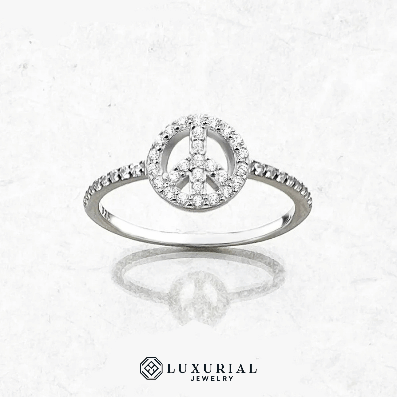 Sterling Peace Symbol Ring