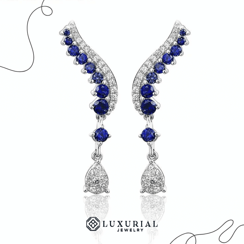 Blue Sapphire 925 Silver Drop Earrings