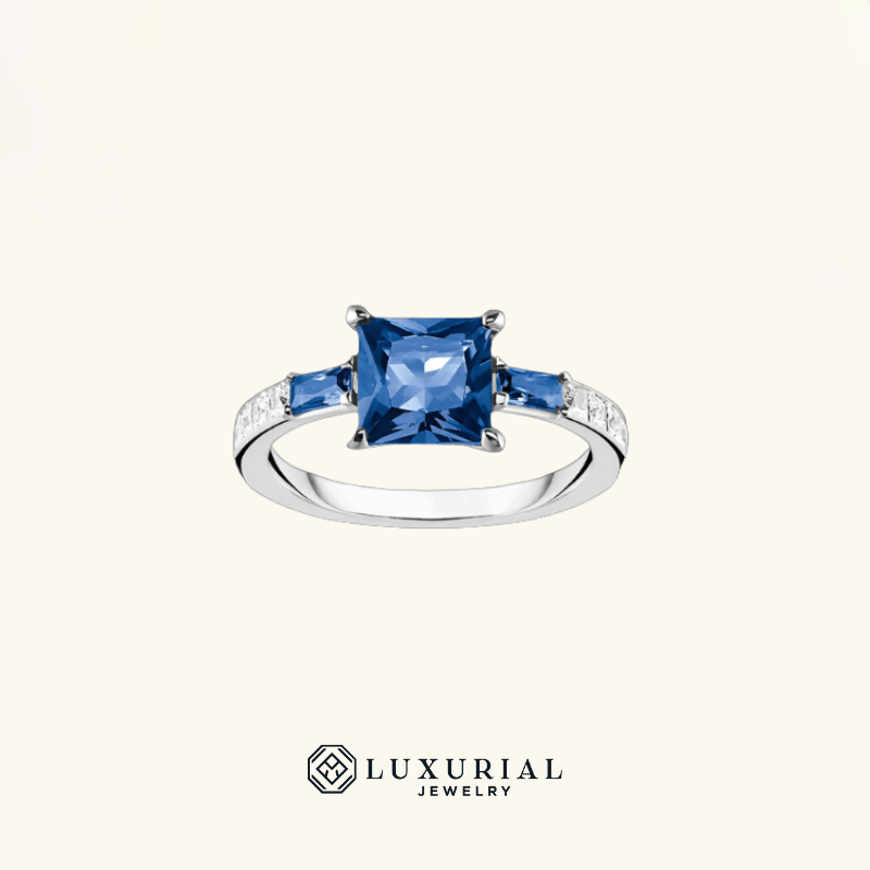 Square Blue Stone Cocktail Ring
