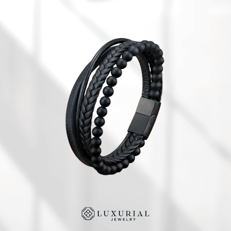 Volcanic Stone Leather Bracelet
