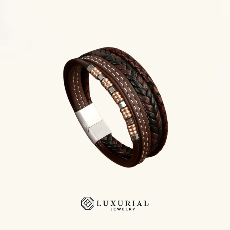 Beaded Leather Bracelet for Men